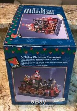 Disney1998 Mr Christmas Mickey Minnie Goofy Mouse Cannonball Working Steam Train