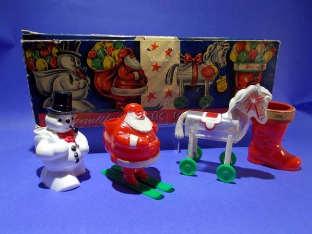 E Rosen 4 Beautiful Plastic Toys Candy Containers & Original Box Rosbro