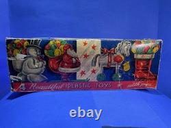 E Rosen 4 BEAUTIFUL PLASTIC TOYS Candy Containers & Original Box Rosbro