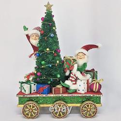 ELVES WITH TREE ON TRAIN CAR Katherine's Collection 28-028766 Christmas NEW MinT