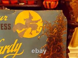 EXTRA RARE VINTAGE HALLOWEEN GLENMORE Whiskey Advertising Sign WITCH & PUMPKIN