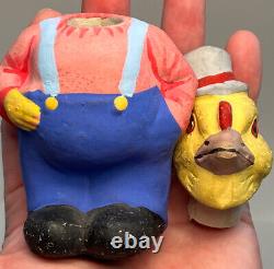 Early German 5 Paper Mache Antique Chick Candy Container Chick Easter Mint