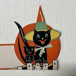 Early Halloween Die Cut Place Card? Gibson Excellent Condition Cats On Fence