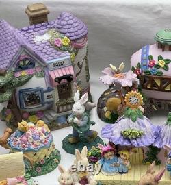 Easter Decor- Village. Porcelain. Collectors Items. Bunnie. 43 Piece Lot. Vtg