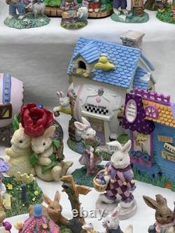 Easter Decor- Village. Porcelain. Collectors Items. Bunnie. 43 Piece Lot. Vtg