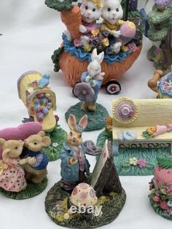 Easter Decor- Village. Porcelain. Collectors Items. Bunnie. 43 Piece Lot. Vtg