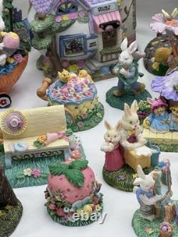 Easter Decor- Village. Porcelain. Collectors Items. Bunnie. 43 Piece Lot. Vtg