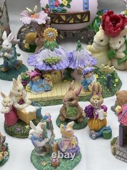 Easter Decor- Village. Porcelain. Collectors Items. Bunnie. 43 Piece Lot. Vtg