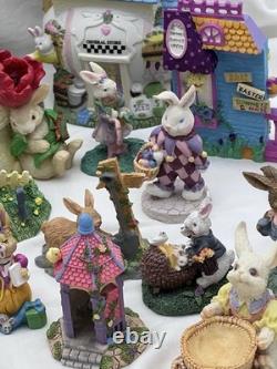 Easter Decor- Village. Porcelain. Collectors Items. Bunnie. 43 Piece Lot. Vtg