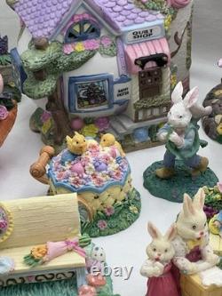 Easter Decor- Village. Porcelain. Collectors Items. Bunnie. 43 Piece Lot. Vtg