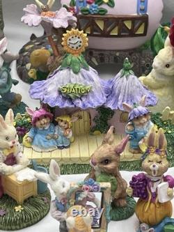Easter Decor- Village. Porcelain. Collectors Items. Bunnie. 43 Piece Lot. Vtg