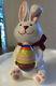 Easter Bunny Brightly Colored Egg With Bow 8inch Spring/holiday Rabbit Ceramic