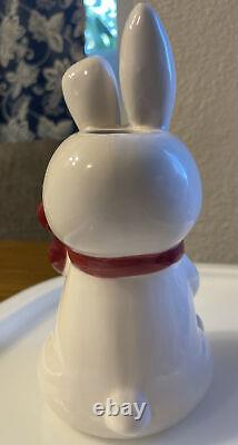 Easter bunny brightly colored egg with bow 8inch Spring/holiday Rabbit Ceramic