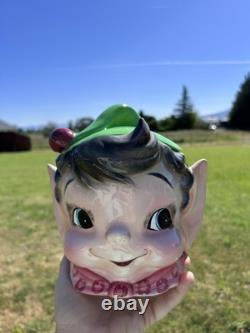 Elf Cookie Jar ESD Made in Japan Christmas Vintage 1960's Pixie Hand Painted