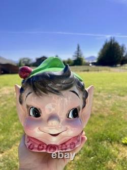 Elf Cookie Jar ESD Made in Japan Christmas Vintage 1960's Pixie Hand Painted