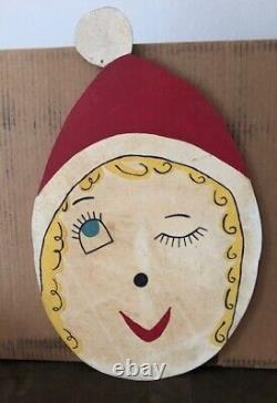 Elf Sign Christmas Holiday Vintage 1980's Girl Store Display Fibre Board