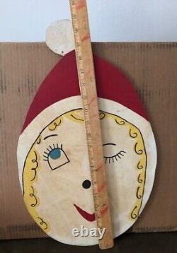 Elf Sign Christmas Holiday Vintage 1980's Girl Store Display Fibre Board