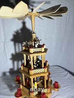 Erzgebirge 3 Tier Christmas Pyramid Nativity CandlePower Windmill Holy Family19