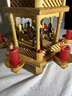 Erzgebirge 3 Tier Christmas Pyramid Nativity CandlePower Windmill Holy Family19