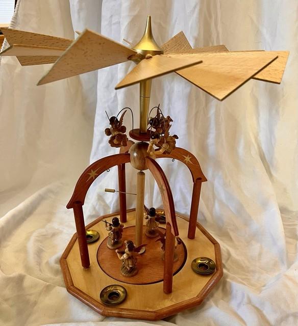 Erzgebirge East German Christmas Pyramid Carousel Angels Purchase 1976 Papers