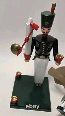 Erzgebirge German Bell Miner Volkskunst Seiffen Schalling Candle Holder Holiday