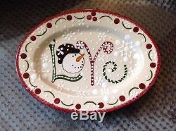 Expressly Yours Snowman Snowflake Winter Pottery Platter Plate Love Holiday