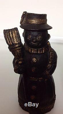 Extremely Rare Antique/Vintage Americana Cast Iron Snowman Stocking Holders