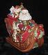 Fitz & Floyd 2003 Christmas Large Santa In Sleigh Cookie Jar Mint With Certificate
