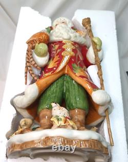 FITZ & FLOYD BOUNTIFUL HOLIDAY SANTA FIGURINE 18.25 PHEASANT RETIRED RARE withbox