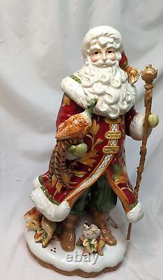 FITZ & FLOYD BOUNTIFUL HOLIDAY SANTA FIGURINE 18.25 PHEASANT RETIRED RARE withbox