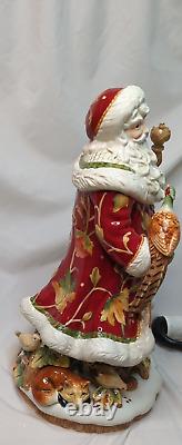 FITZ & FLOYD BOUNTIFUL HOLIDAY SANTA FIGURINE 18.25 PHEASANT RETIRED RARE withbox