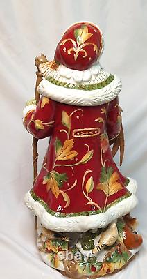 FITZ & FLOYD BOUNTIFUL HOLIDAY SANTA FIGURINE 18.25 PHEASANT RETIRED RARE withbox