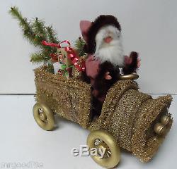 Fabulous SANTA CLAUS DRIVES LOOFA CAR FULL OF GIFTS & FEATHER TREE