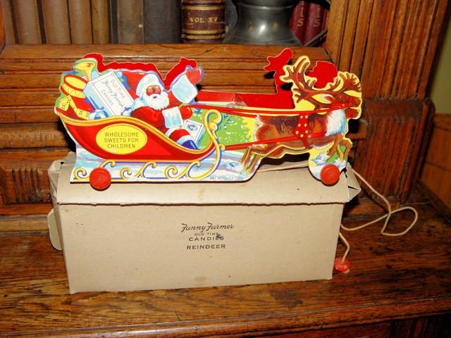 Fanny Farmer Old Time Candies Santa & Reindeer Sleigh And Orig. Box
