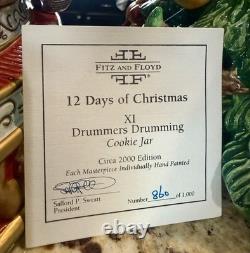 Fitz & Floyd 12 Days Christmas Eleven Drummers Drumming Large Cookie Jar Rare