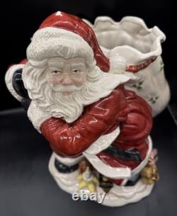 Fitz and Floyd 16 Santa withToy Bag Large Christmas Centerpiece Ceramic Vase 1987