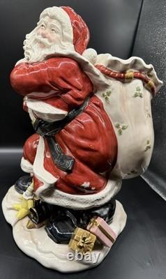 Fitz and Floyd 16 Santa withToy Bag Large Christmas Centerpiece Ceramic Vase 1987