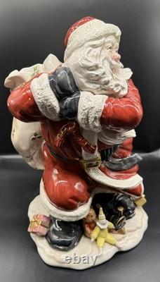 Fitz and Floyd 16 Santa withToy Bag Large Christmas Centerpiece Ceramic Vase 1987