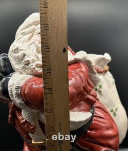 Fitz and Floyd 16 Santa withToy Bag Large Christmas Centerpiece Ceramic Vase 1987
