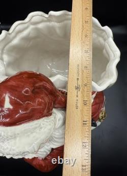 Fitz and Floyd 16 Santa withToy Bag Large Christmas Centerpiece Ceramic Vase 1987