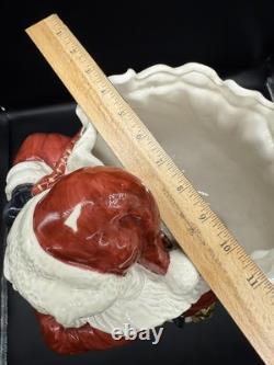 Fitz and Floyd 16 Santa withToy Bag Large Christmas Centerpiece Ceramic Vase 1987