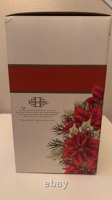 Fitz and Floyd Classics Christmas Holiday Poinsettia Santa Figurine 16 inches