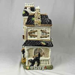 Fitz and Floyd Halloween Harvest Hooty Haunted House Cookie Jar withLid