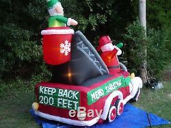 GEMMY 9' Lighted Christmas Santa Fire Dept. Engine Truck Inflatable Airblown