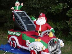 GEMMY 9' Lighted Christmas Santa Fire Dept. Engine Truck Inflatable Airblown