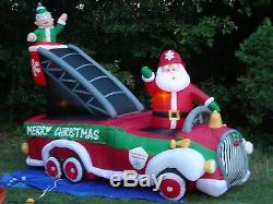 GEMMY 9' Lighted Christmas Santa Fire Dept. Engine Truck Inflatable Airblown