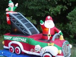 GEMMY 9' Lighted Christmas Santa Fire Dept. Engine Truck Inflatable Airblown