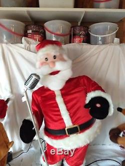 GEMMY Animated Santa & Reindeer 3 Pc Band Set Dancing Singing 36 Works Great