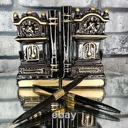 GHOULFATHER CLOCK Bookends 50s Desk Wet Pens Goth MCM BOX Vintage WITCHING HOUR