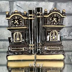 GHOULFATHER CLOCK Bookends 50s Desk Wet Pens Goth MCM BOX Vintage WITCHING HOUR